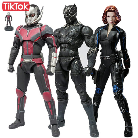 SHF Captain America Civil War Ant Man Black Panther Black Widow Cartoon Toy Action Figure Model Doll Gift