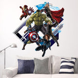 3D movie Marvel hero Hulk iron Man Captain The Avengers PVC Decals Wall Stickers