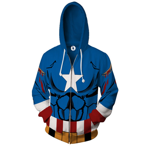 2017 Fashion Captain America Hoodies Men Warm Liner Marvel Sweatshirt Men Captain America Sweatshirt Cartoon